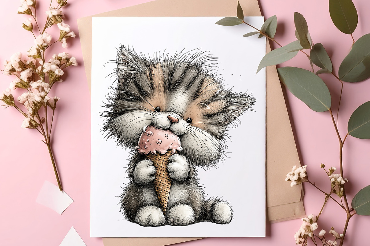 Whimsical Kitten Clipart Bundle, an Illustration by SinaCreation (Photo 5 of 7)