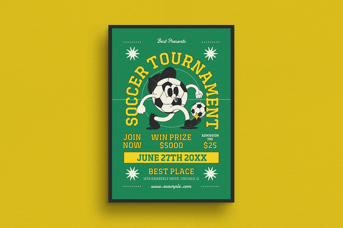 Retro Trendy Soccer Tournament Flyer, a Flyer Template by Guuver (Photo 1 of 3)