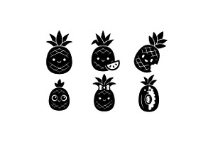 Cute Pineapple Clipart Pack, an Illustration by designvectx