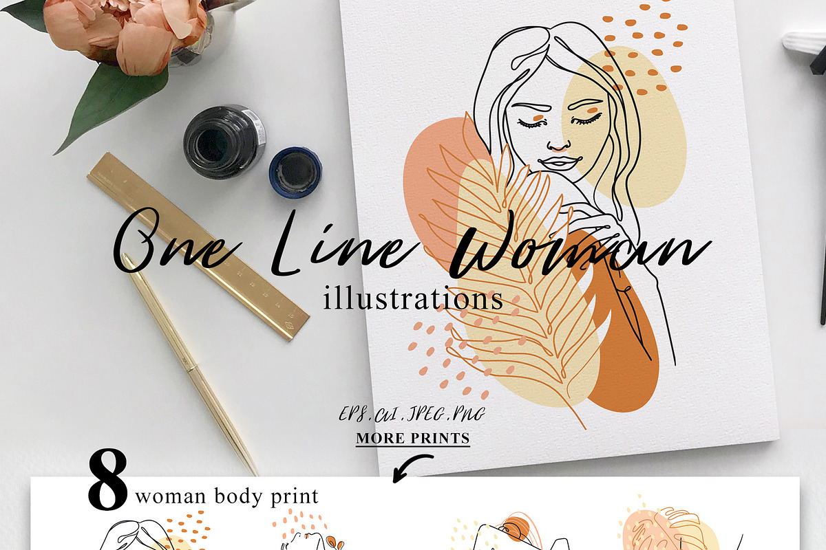 Abstract Female One Line Art, a Decorative Illustration by WalnutBird (Photo 2 of 5)