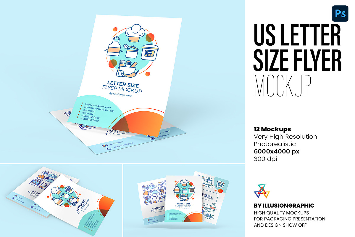 US Letter Size Flyer Mockup, an Advertising Mockup by Illusiongraphic (Photo 1 of 25)