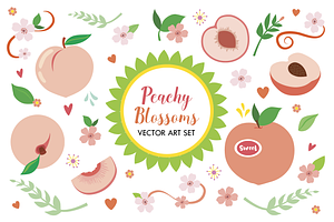 Peach Blossom Florals Vector Set