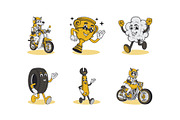 Groovy Racers Retro Illustration, a Transportation Illustration by Decoconio Design (Thumbnail 2 of 7)