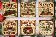 Vintage Christmas Labels Bundle PNG, a Seasonal Illustration by CreationArt (Thumbnail 2 of 3)