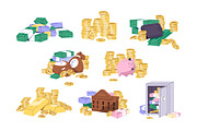 Cash money, coins set + backgrounds, a Finance Illustration by PaperTrident (Thumbnail 1 of 12)
