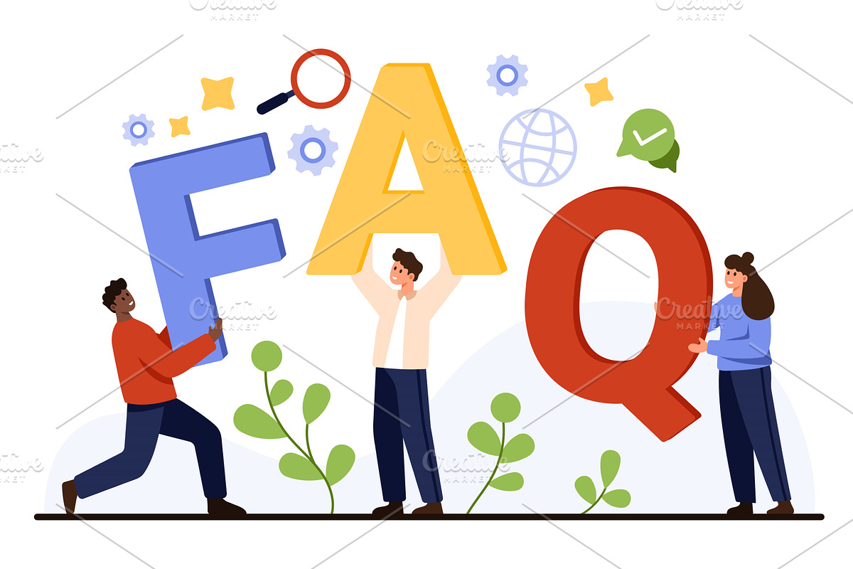 People Holding Large FAQ Letters, a Technology Illustration by Flashvector