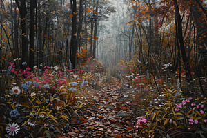 A vibrant painting of a dense forest, a Photo by Iftikhar Alam
