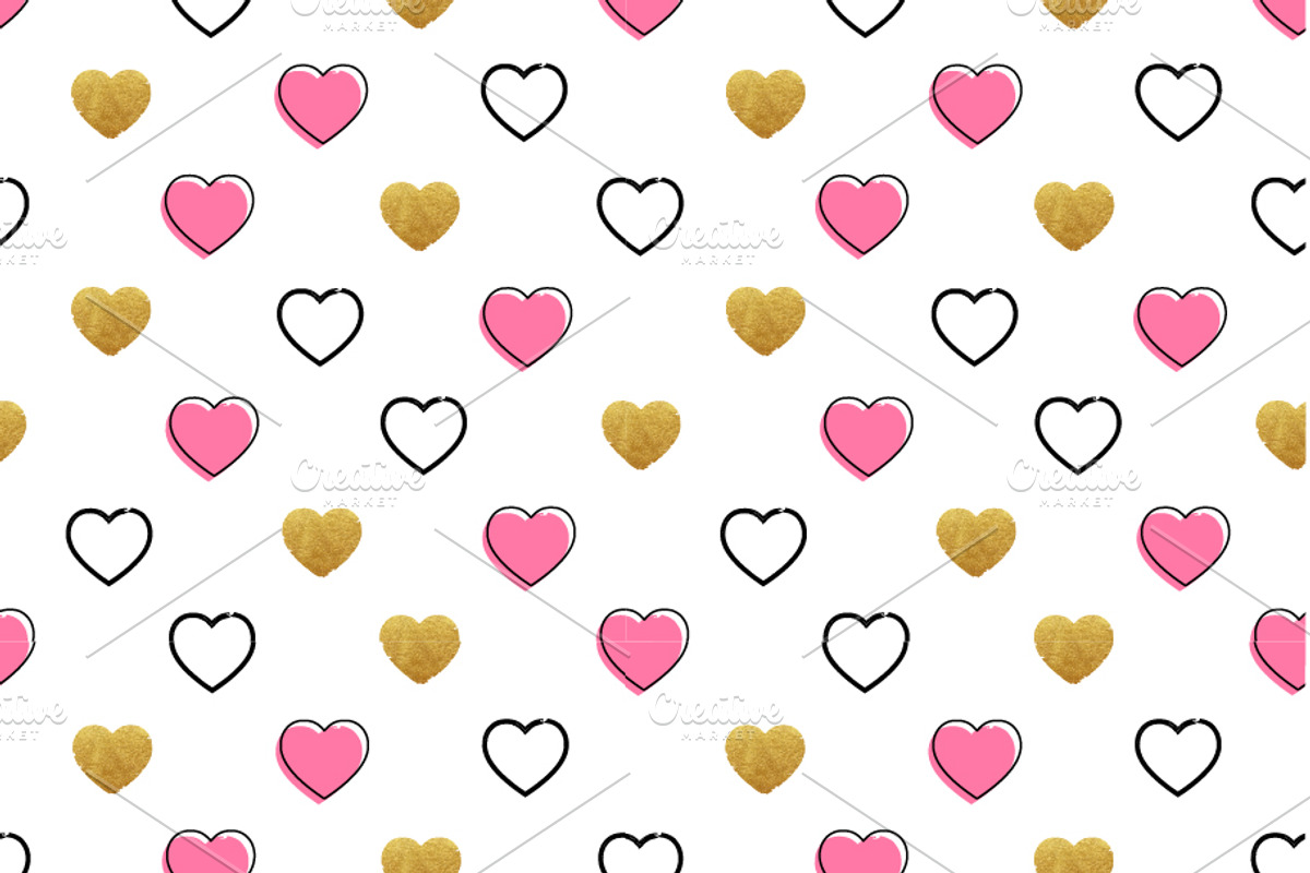 Handdrawn Heart Shape Pattern, a Pattern Graphic by Black White Mouse Design (Photo 3 of 3)