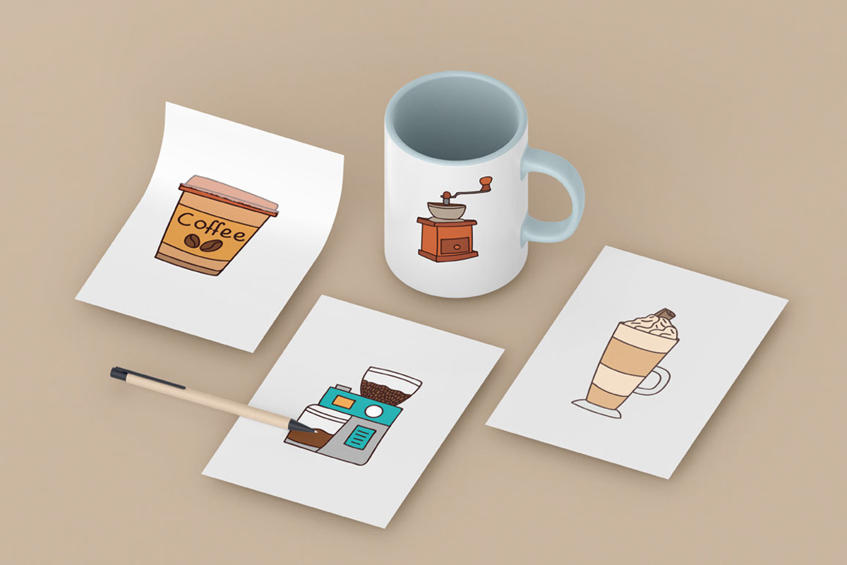 Coffee doodle illustrations set, an Icon by Gulnarart (Photo 2 of 5)