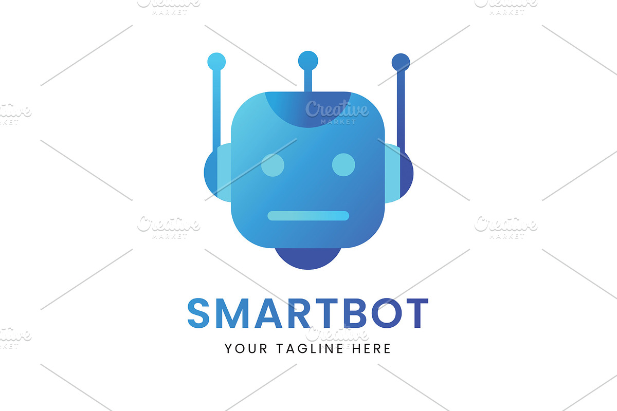 SmartBot Modern Robot Head AI Logo