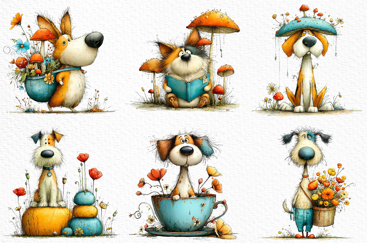 Quirky Whimsical Dog Clipart Bundle, an Animal Illustration by Craft Nest (Photo 4 of 5)