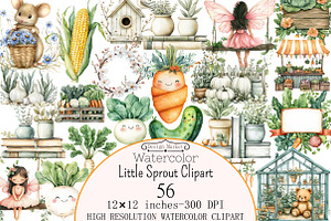 Watercolor Little Sprout Clipart