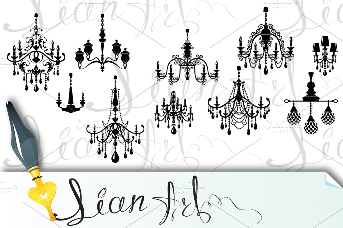 luxury vintage crystal chandelier, a Decorative Illustration by Lian-art