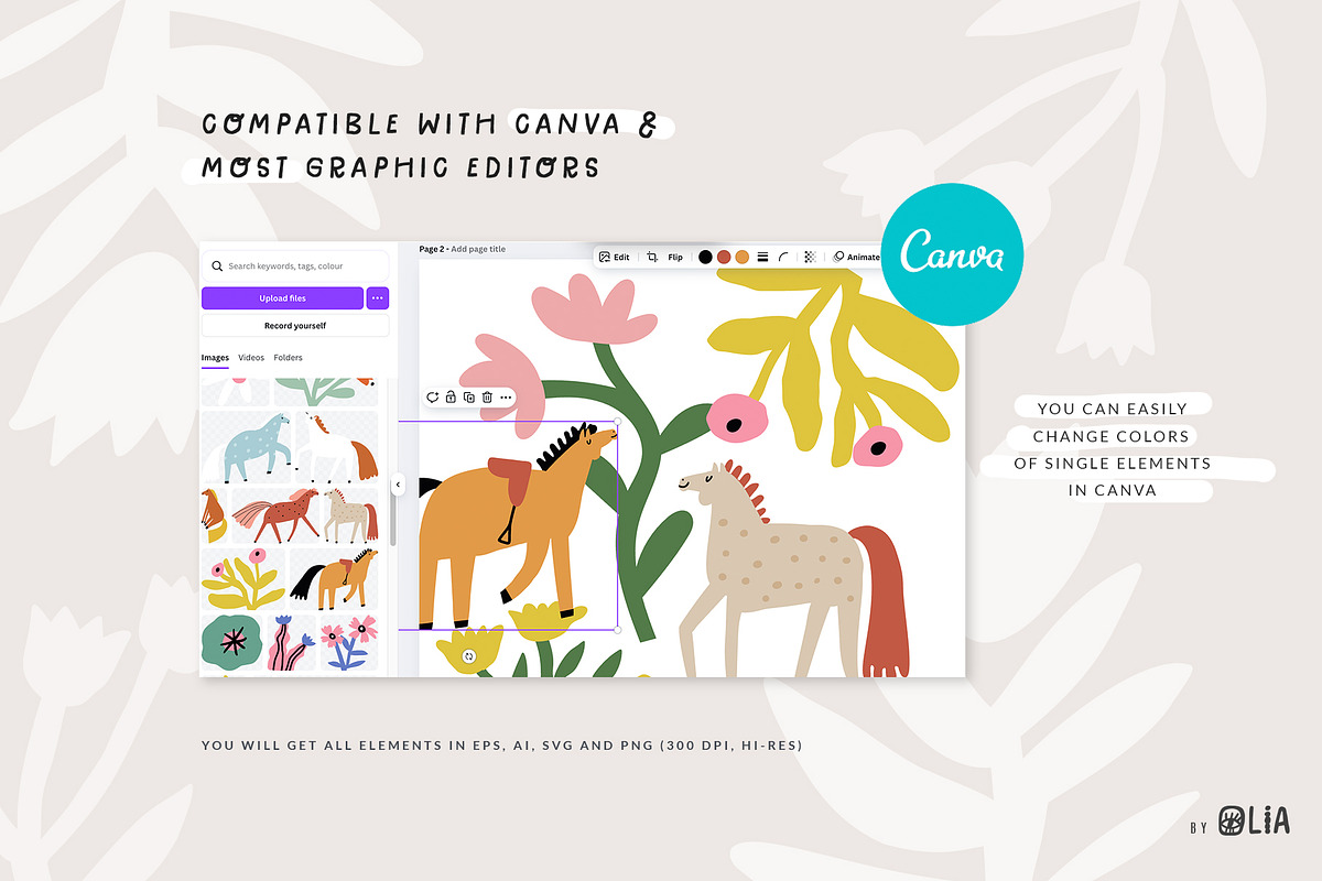 Adorable Horses | Hand drawn clipart, an Animal Illustration by Olia (Photo 2 of 11)