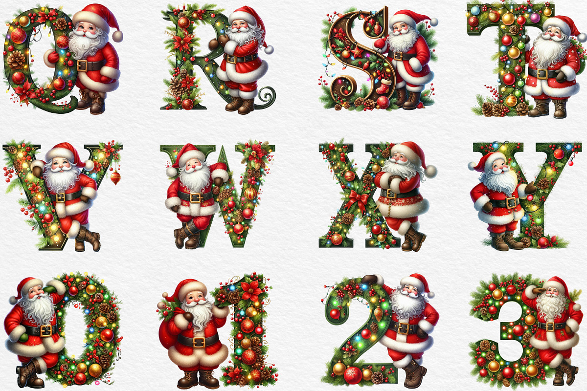 Christmas Alphabet PNG Santa Letters, an Illustration by Black Bird Studio (Photo 2 of 4)