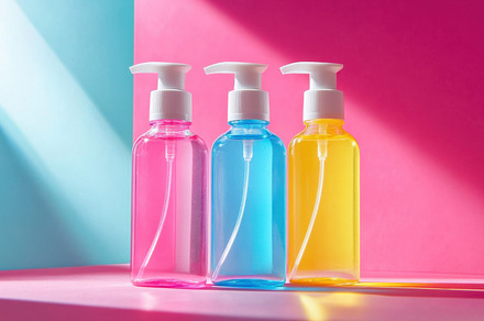 Bright soap bottles on display, a Photo by Beautiful things