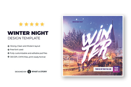 Winter Night Flyer Template