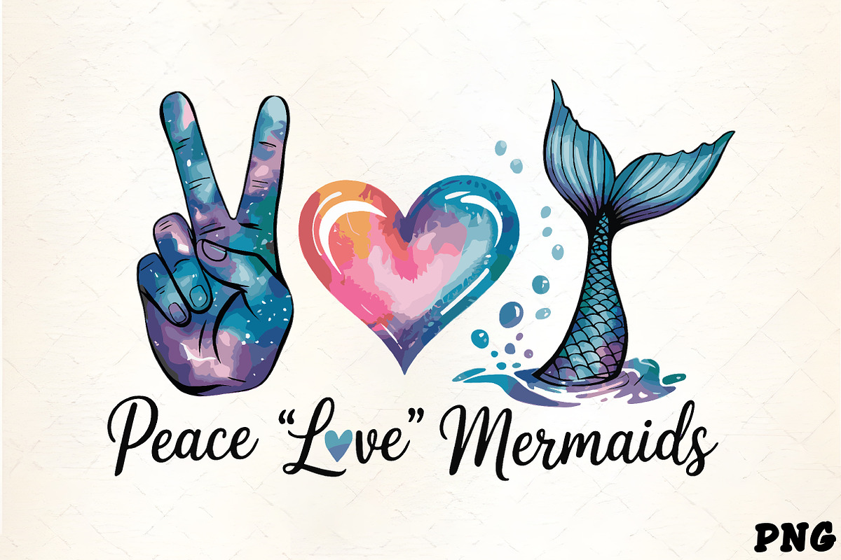 Peace love mermaids galaxy heart mer, an Illustration by CrexoraLab (Photo 1 of 4)