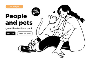 People&pets illustration set, a Person Illustration by StonePic