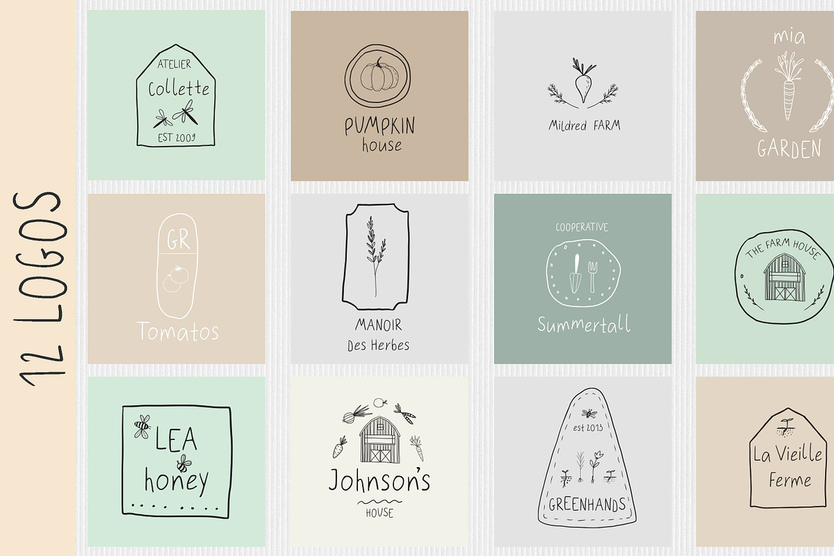 Greenfarm Rustic Font Logos Doodles, a Sans Serif Font by LABFcreations (Photo 9 of 17)