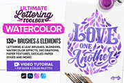 Watercolor Lettering Brush Toolbox, a Brush Add-On by Nico-Ng (Thumbnail 1 of 16)