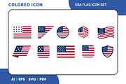USA Flag Colored Icon Set, a Duotone Icon by Fontmine Studio (Thumbnail 1 of 3)