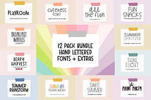 12 Hand Lettered Fun Font Bundle