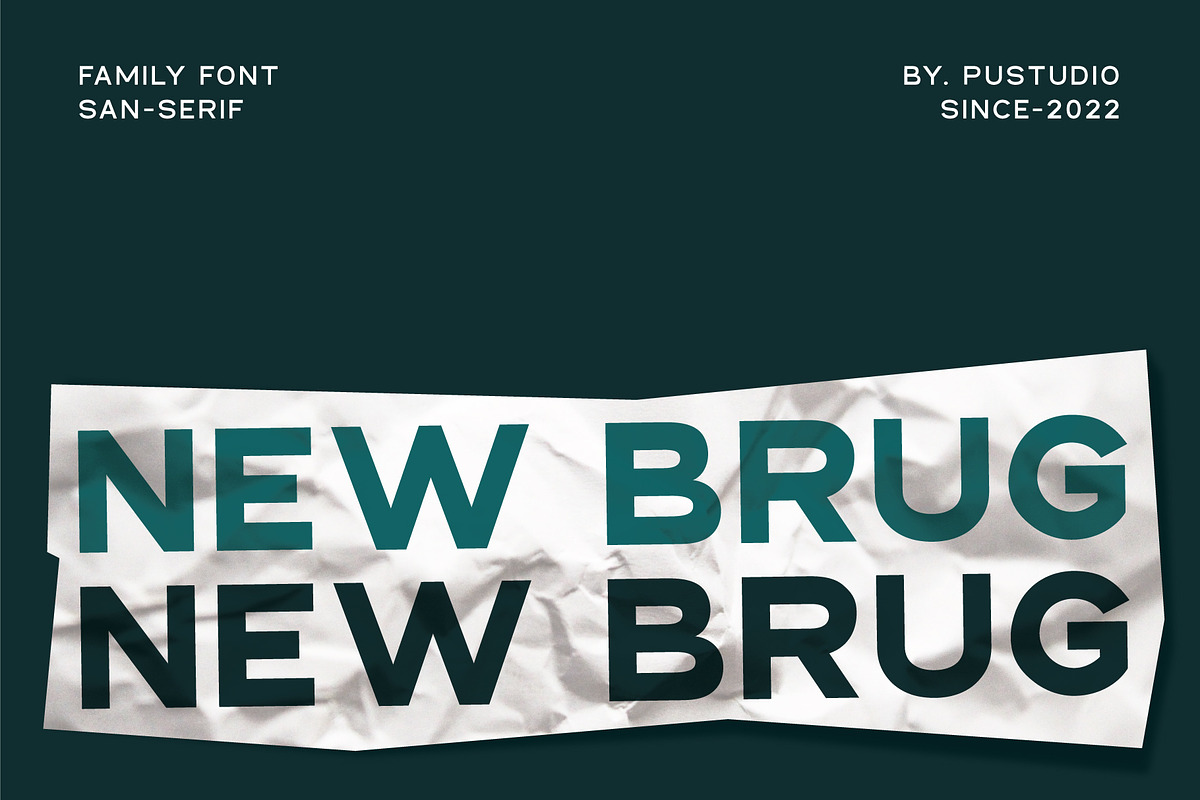 NEW BRUG, a Sans Serif Font by Pustudio (Photo 1 of 6)