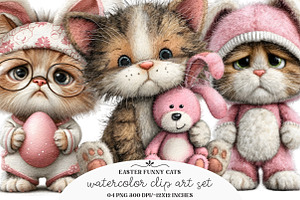 Easter Funny Cats Clipart, an Animal Illustration by GatewayDesign