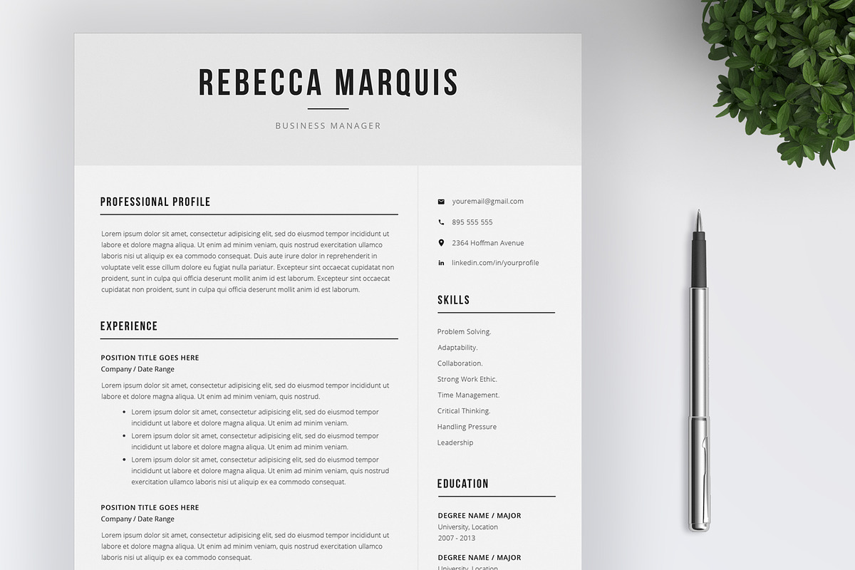 Resume Template / 4 Pages, a Resume Template by SalientResume
