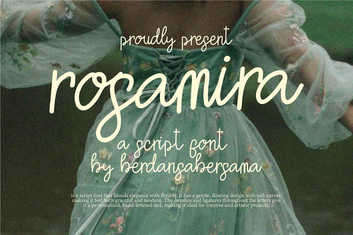 Rosamira a Script Font, a Script Font by Berdansabersama (Photo 1 of 9)