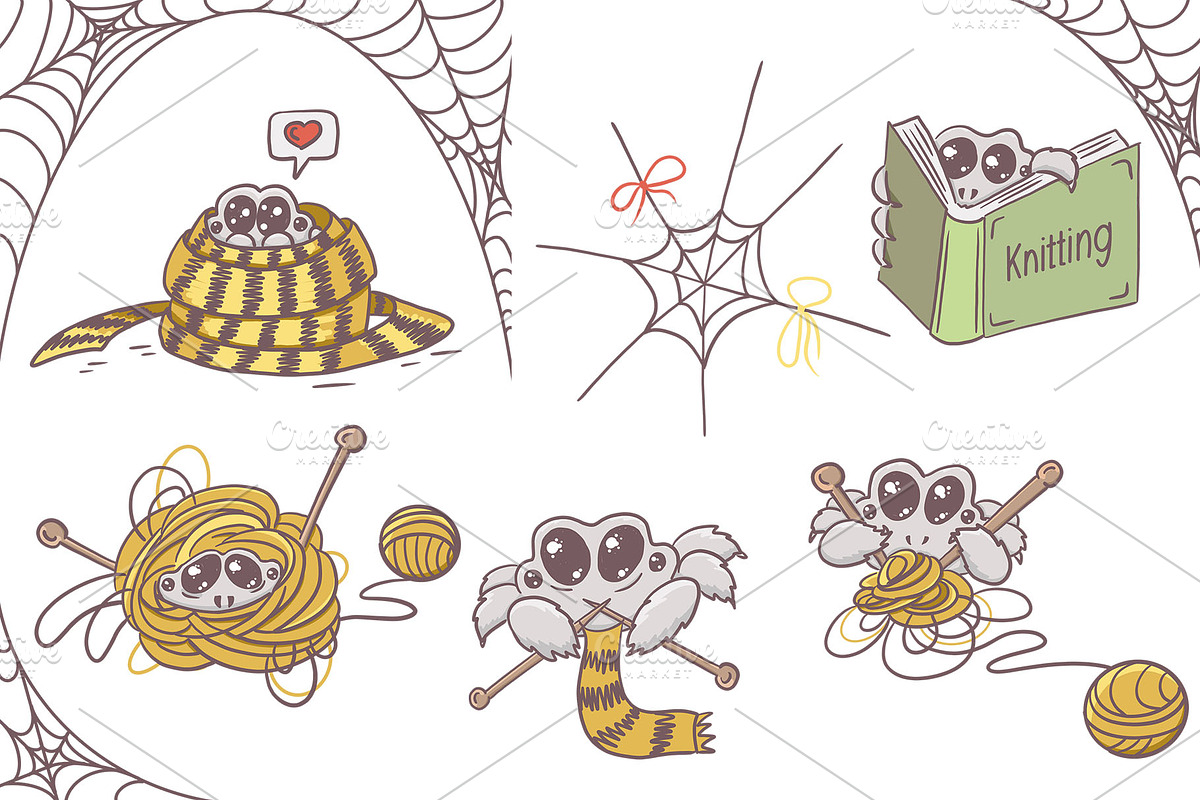 Cute spiders illustrations, an Illustration by Red_cat (Photo 3 of 7)