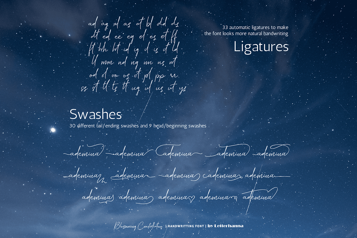 Blossoming Constellation Font, a Handwritten Font by Letterhanna Studio (Photo 7 of 13)