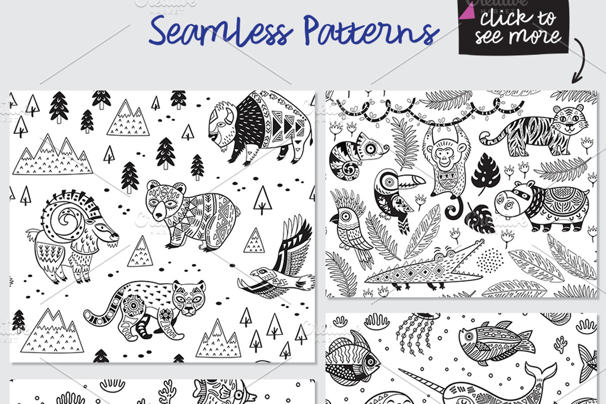 Creative Coloring Pages #2, a Pattern Graphic by PenguinHouse (Photo 4 of 11)