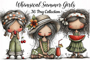 Whimsical Summer Girls Clipart, a Person Illustration by DreamCafeArt (Thumbnail 1 of 7)