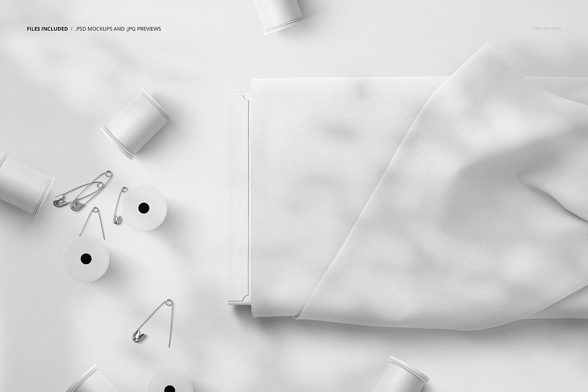 Thread Spools and Fabric Bolt Mockup, a Merchandise Mockup by creatsy5