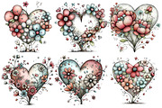 Whimsical Floral Hearts Clipart, an Illustration by Pixels.Craft (Thumbnail 4 of 5)