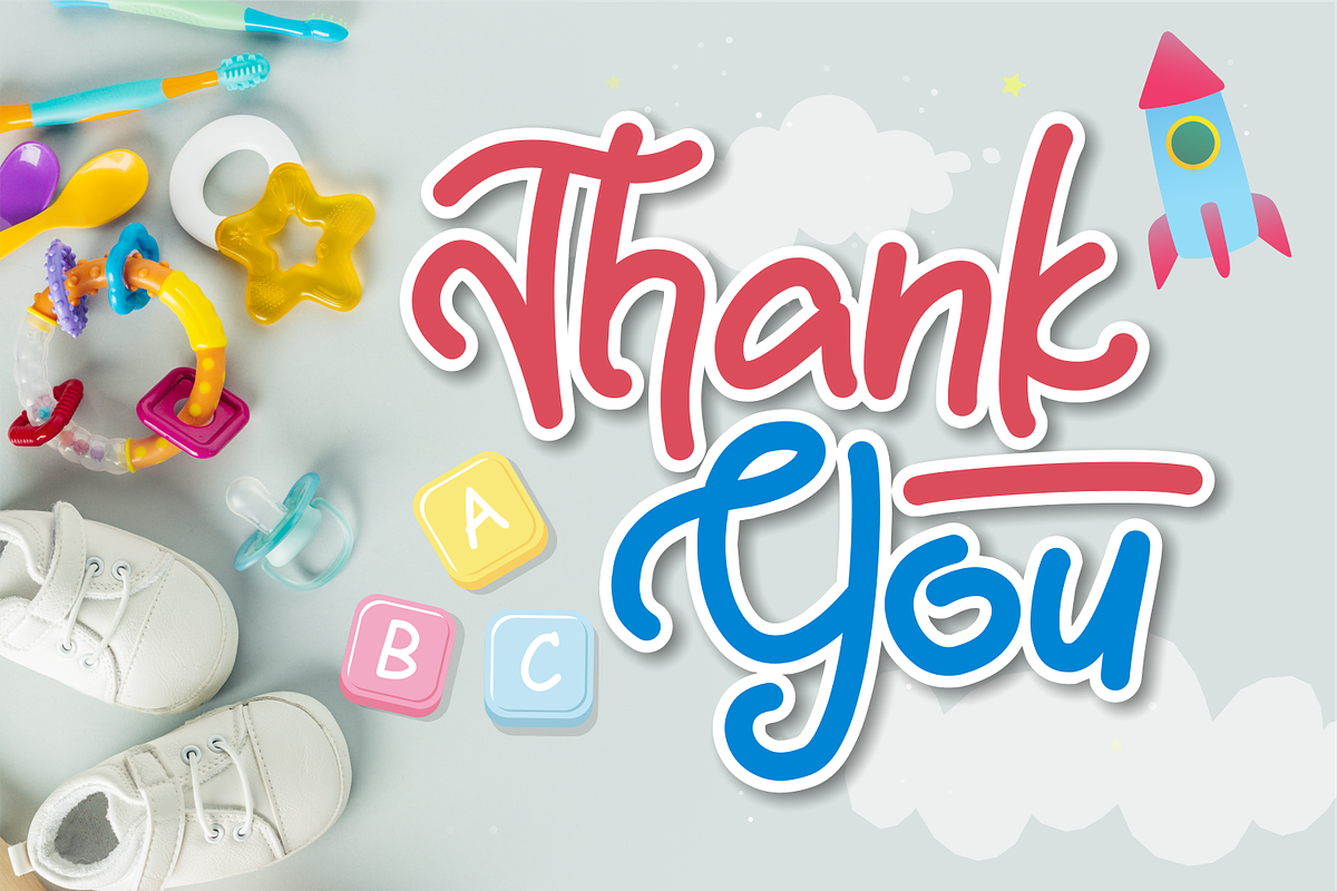 Baby Gumbout Font, a Script Font by Mabhal Studio (Photo 6 of 6)