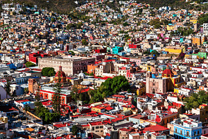 Aerial cityscape of Guanajuato town in Mexico, an Architecture Photo by Leonid Andronov