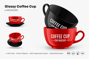 Glossy Coffee Cup Mockup Set