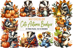 Cute Autumn Badger Sublimation, an Illustration by DreamArtGraphic