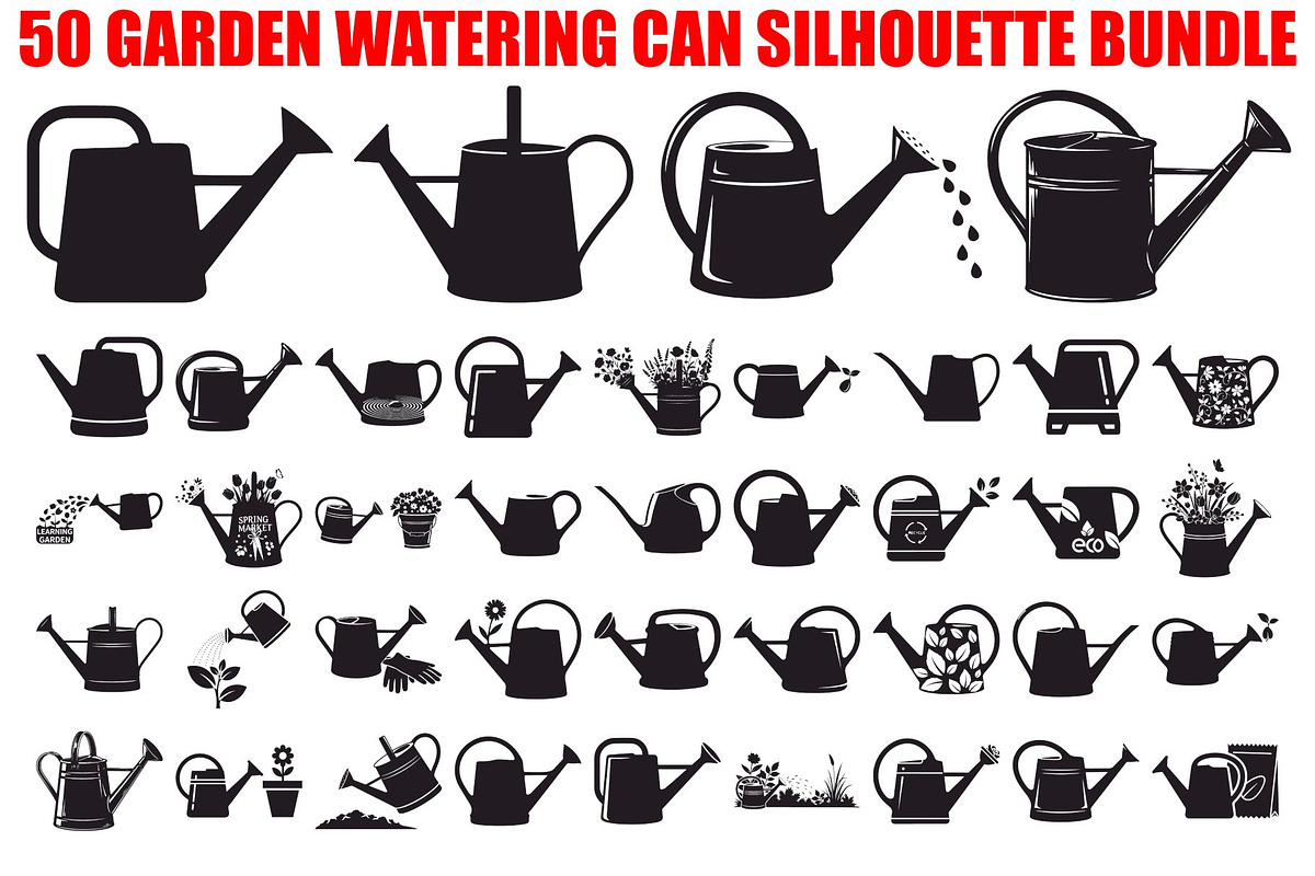 50 Garden Watering Can Silhouette bu, an Illustration by Designer_Momina (Photo 1 of 51)