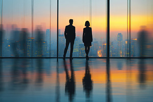 Businesspeople Silhouetted Against C, a Photo by Pixeness Studio