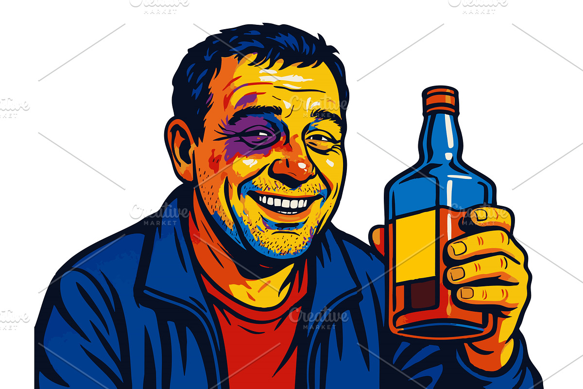 hardened alcoholic visible signs of, a Person Illustration by AlexArt