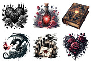 Gothic Valentines Day Clipart PNG, an Illustration by Sublimation Artist (Thumbnail 2 of 6)