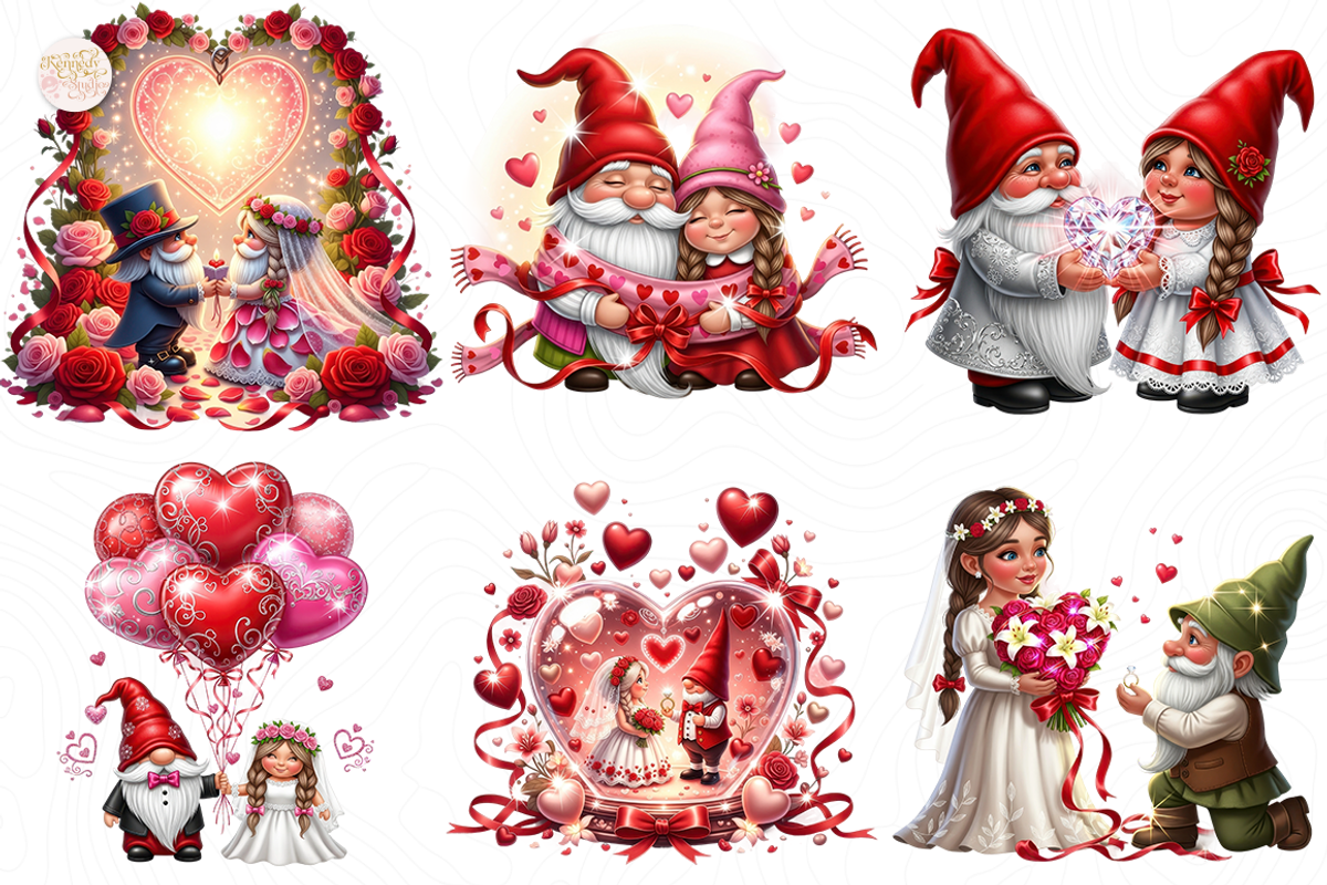 Valentine Wedding Gnome Couple PNG, a Person Illustration by KennedyStudio (Photo 3 of 5)