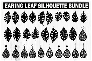 Leaf Earring Silhouette Bundle, an Object Graphic by jahid234