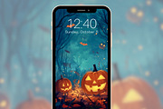 Halloween Pumpkin Phone Wallpapers, a Graphic by Kalindiprints (Thumbnail 2 of 6)