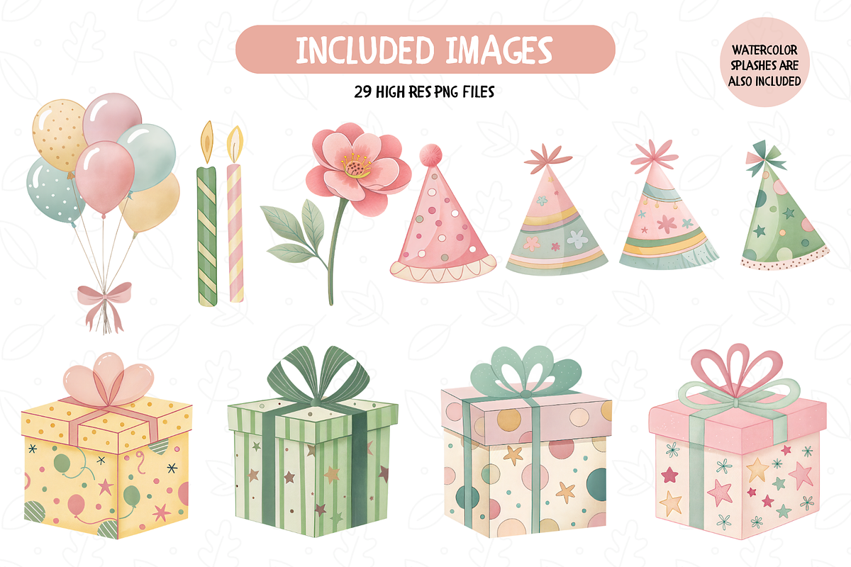 Pastel Birthday Clipart, an Object Illustration by TatiMockup (Photo 3 of 4)