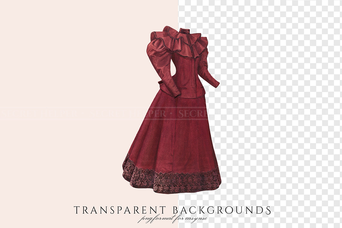 Vintage Dark Gothic Dresses Clipart, an Illustration by Secret Helper (Photo 5 of 6)